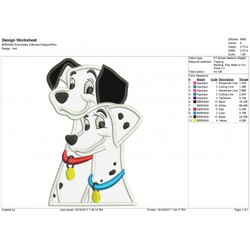 101 Dalmatians Machine Applique Design