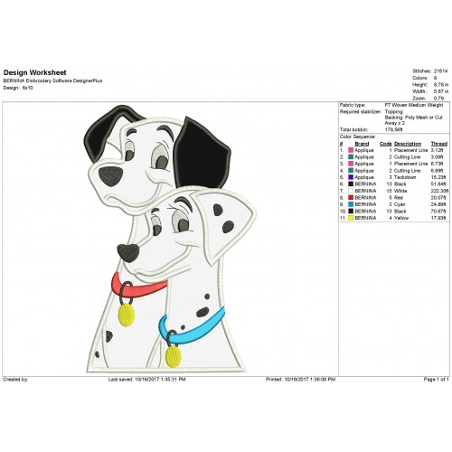 101 Dalmatians Machine Applique Design