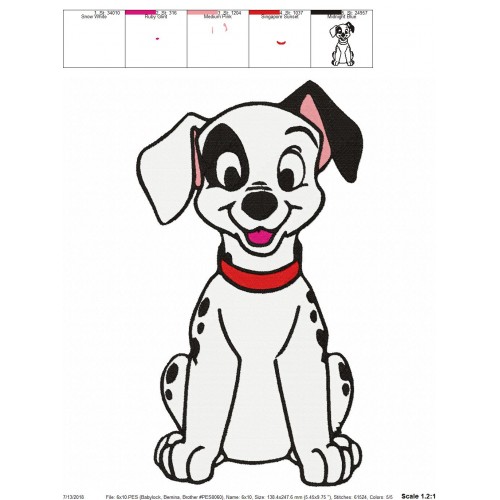 101 Dalmatians Puppy Embroidery Design