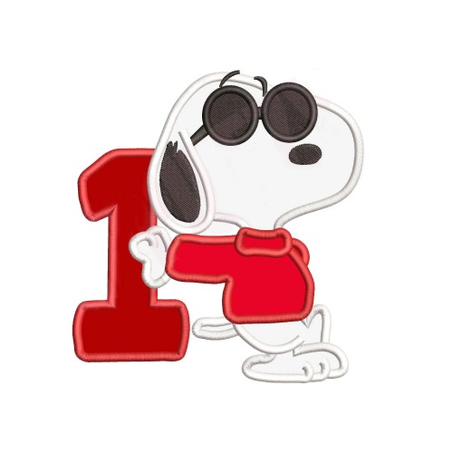 1st Birthday Boy Snoopy Applique Design