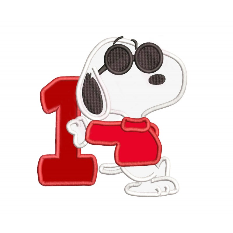 1st Birthday Boy Snoopy Applique Design