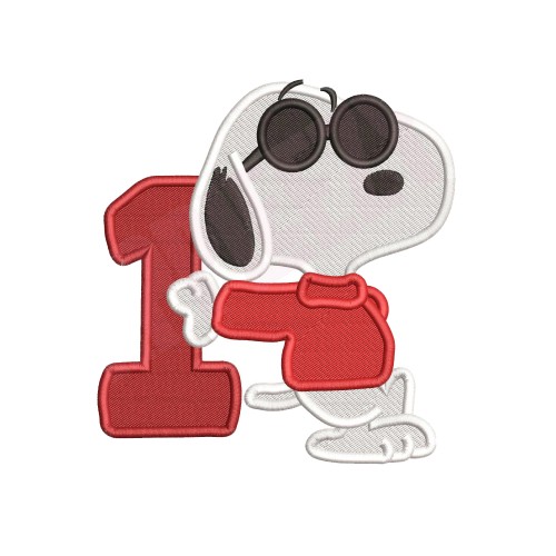 1st Birthday Boy Snoopy Embroidery Design