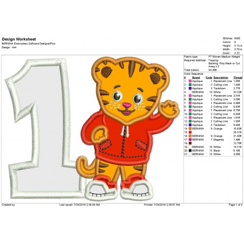 1st Birthday Daniel Tiger Neighborhood Applique Design