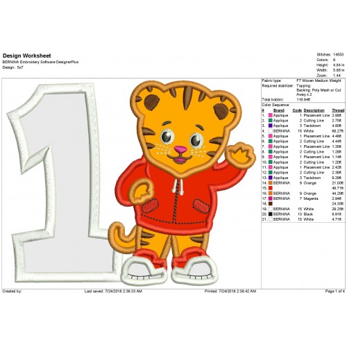 1st Birthday Daniel Tiger Neighborhood Applique Design