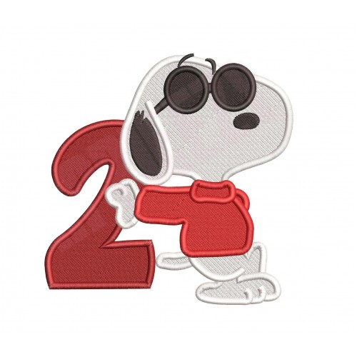 2nd Birthday Boy Snoopy Embroidery Design