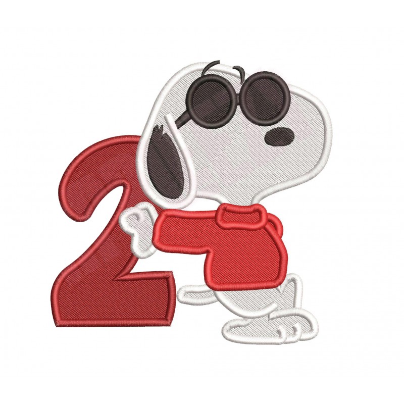2nd Birthday Boy Snoopy Embroidery Design