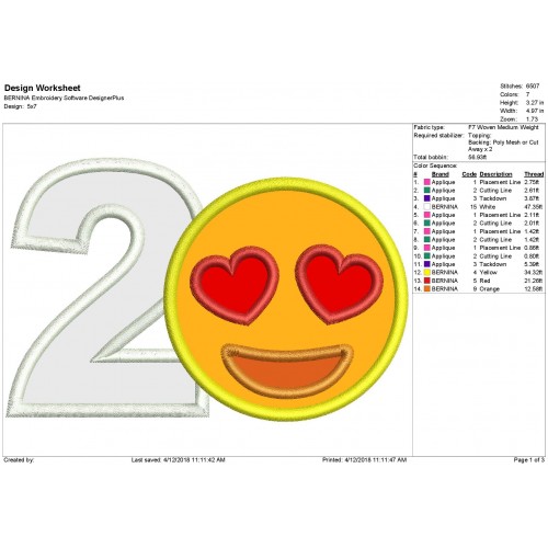 2nd Birthday Heart Emoji Applique Design