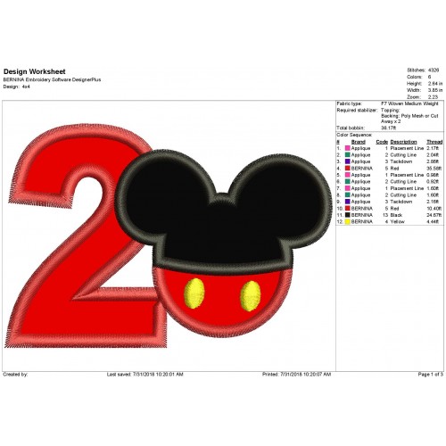 2nd Birthday Mickey Number 2 Applique Design