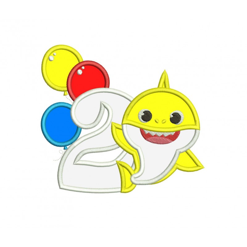 2nd Birthday Shark Boy Balloons Shark Family Doo Doo Applique Design