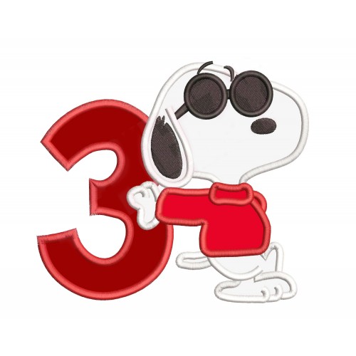 3rd Birthday Boy Snoopy Applique Design