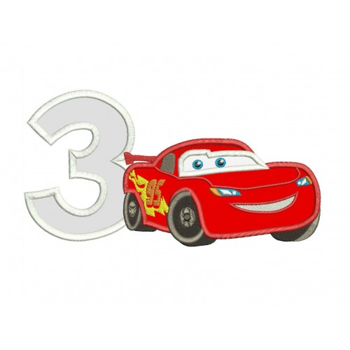 3rd Birthday Lightning Mcqueen Applique Design