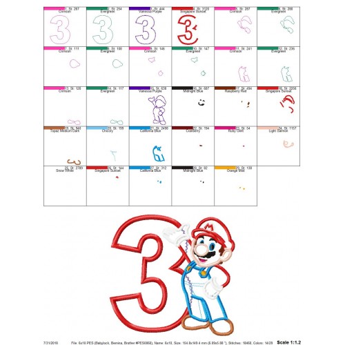 3rd Birthday Mario Applique Design