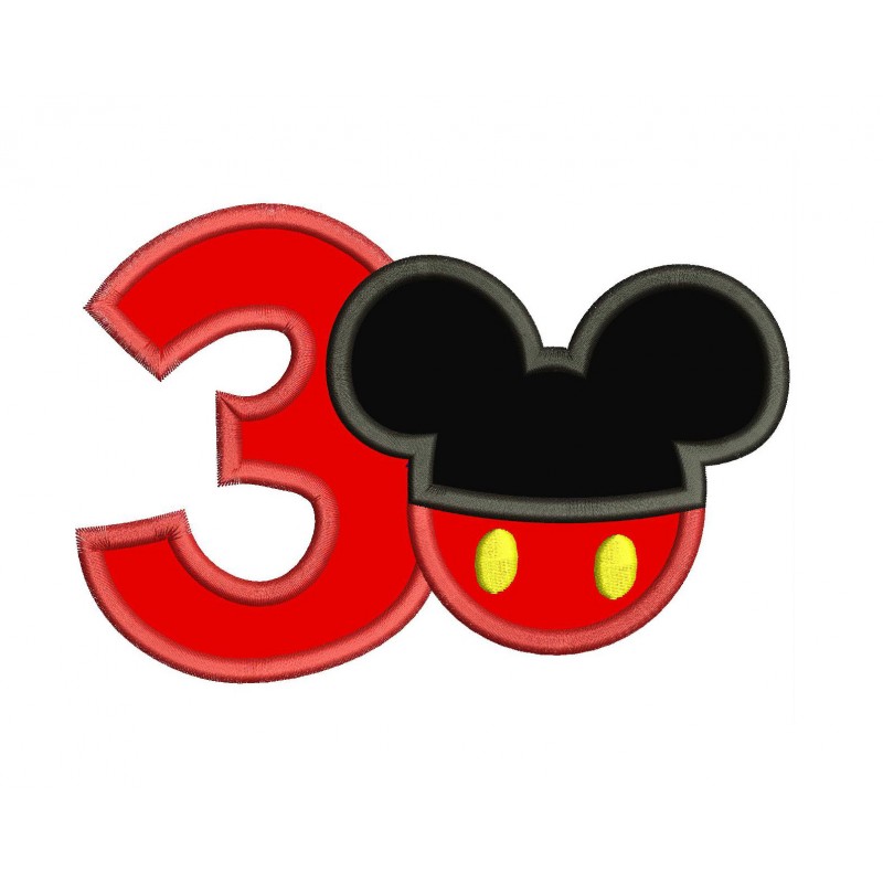 3rd Birthday Mickey Number 3 Applique Design