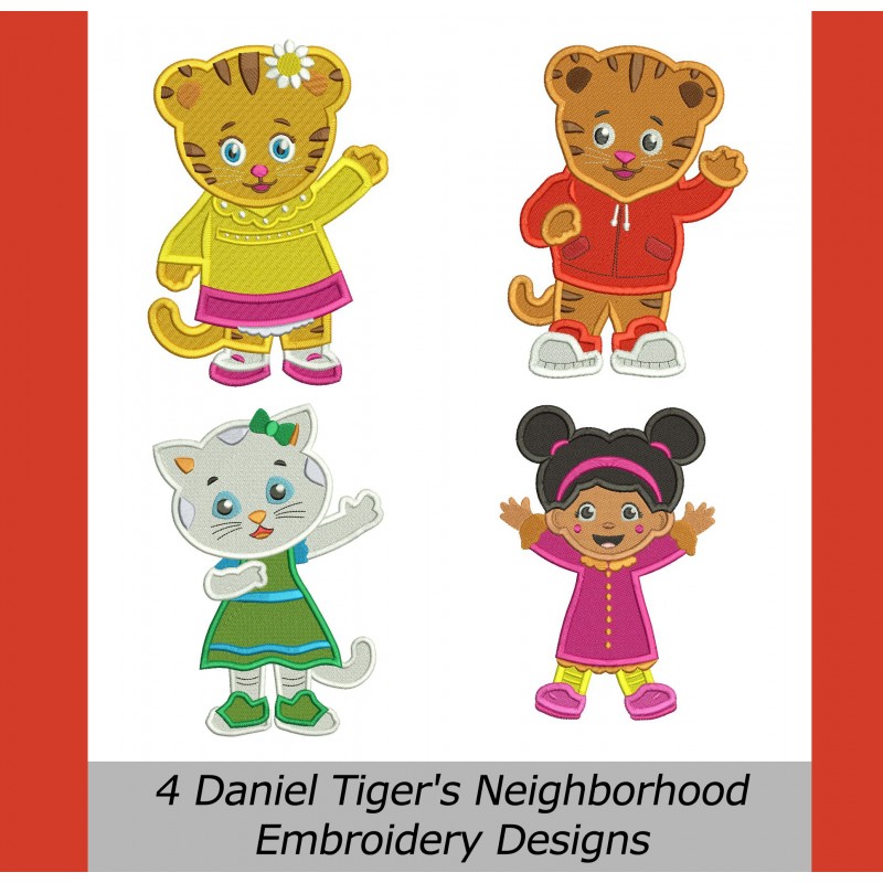 4 Daniel Tiger Neighborhood Package Filled Embroidery Designs