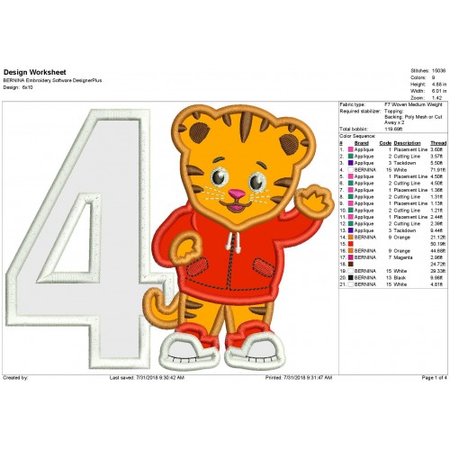 4th Birthday Daniel Tiger Neighborhood Applique Design