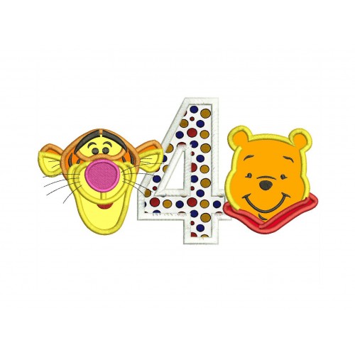 4th Birthday Winnie the Pooh and Tigger Applique