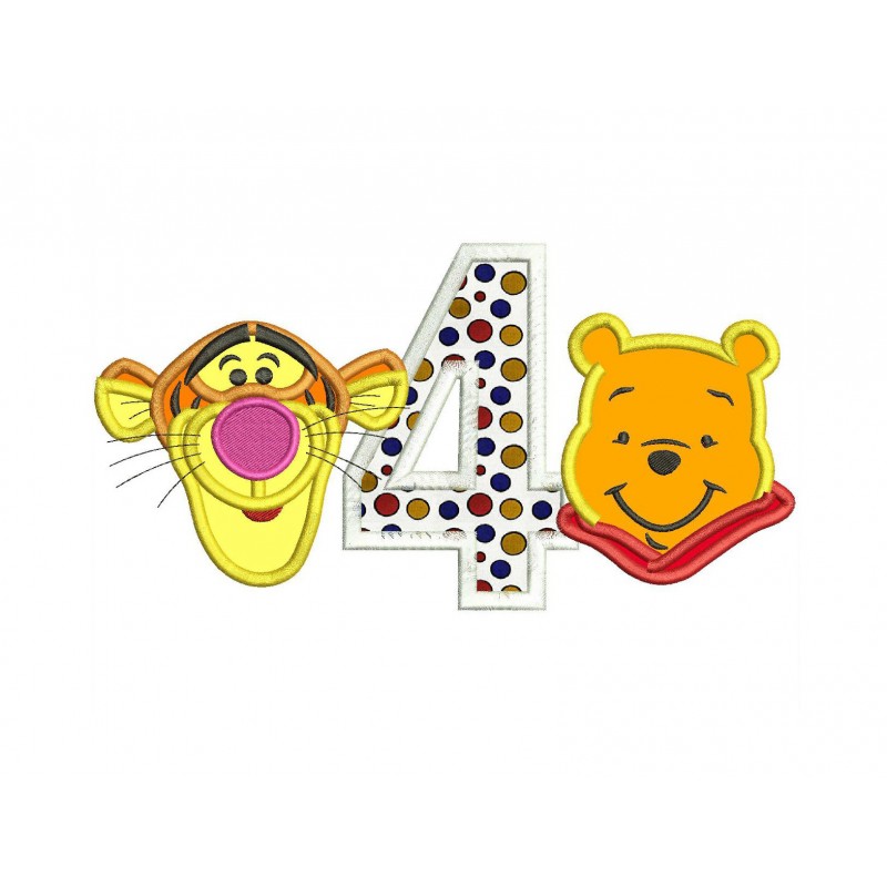 4th Birthday Winnie the Pooh and Tigger Applique