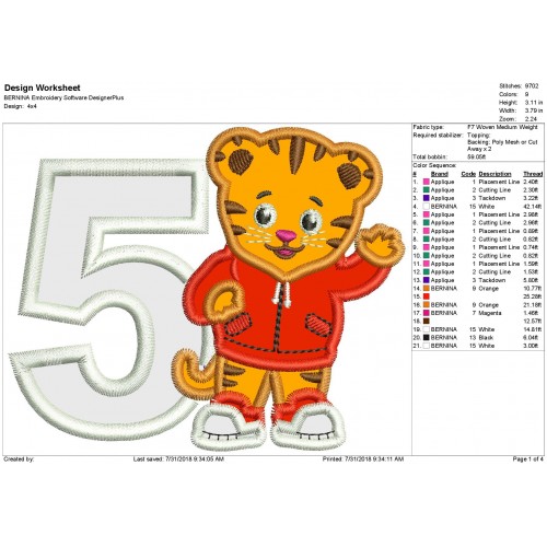 5th Birthday Daniel Tiger Neighborhood Applique Design