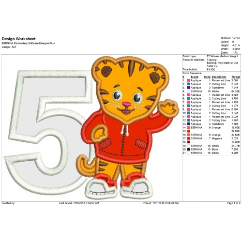 5th Birthday Daniel Tiger Neighborhood Applique Design