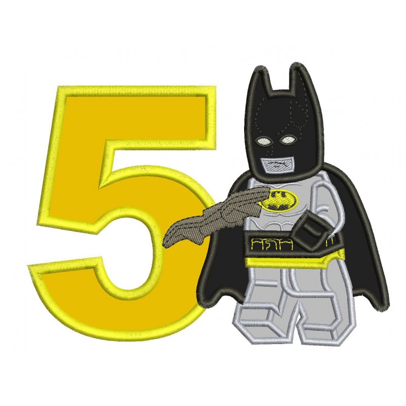 5th Birthday Lego Batman Applique Design