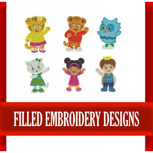 6 Daniel Tiger Neighborhood Package Filled Embroidery Designs