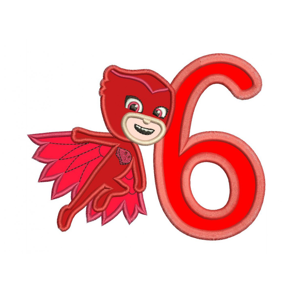 Download 6th Birthday PJ Masks Owlette Applique Design