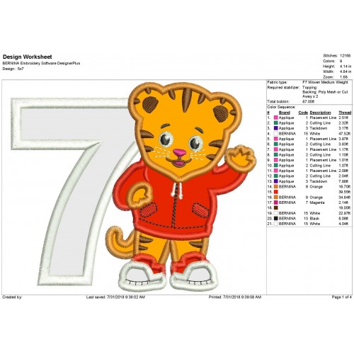 7th Birthday Daniel Tiger Neighborhood Applique Design