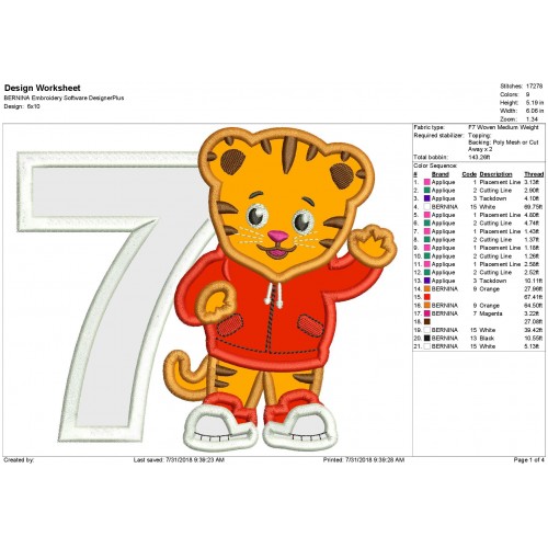 7th Birthday Daniel Tiger Neighborhood Applique Design