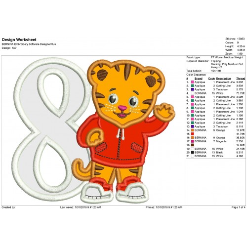 8th Birthday Daniel Tiger Neighborhood Applique Design