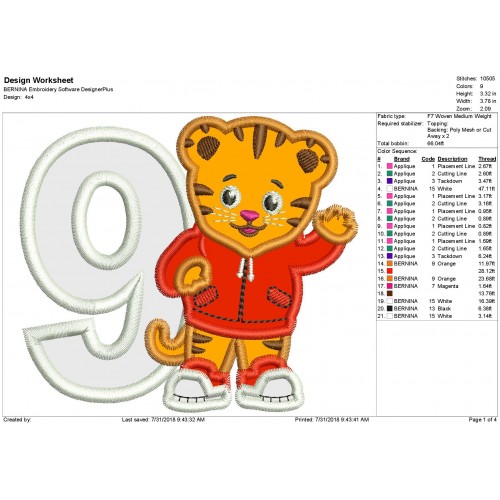 9th Birthday Daniel Tiger Neighborhood Applique Design