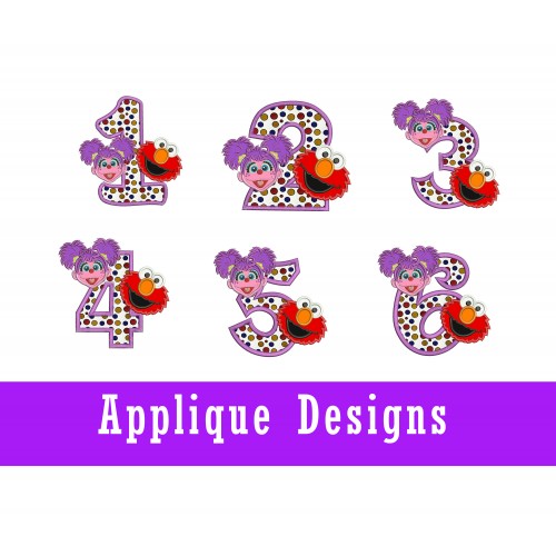 Abby and Elmo Set 1 - 6 Applique Designs