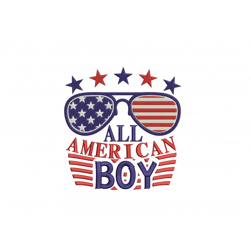 All American Boy 4th of July Embroidery Design