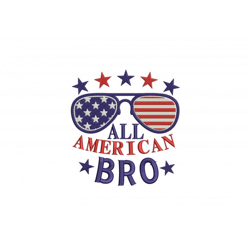 All American Bro 4th of July Embroidery Design