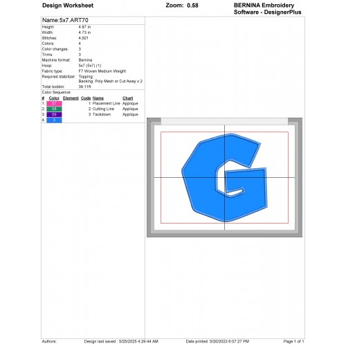 Alphabet G Mario Applique Design Embr