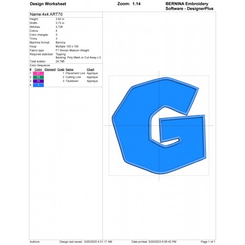 Alphabet G Mario Applique Design Embr
