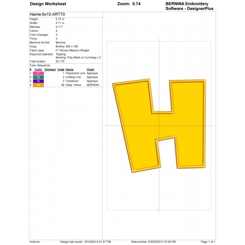 Alphabet H Mario Applique Design Embr
