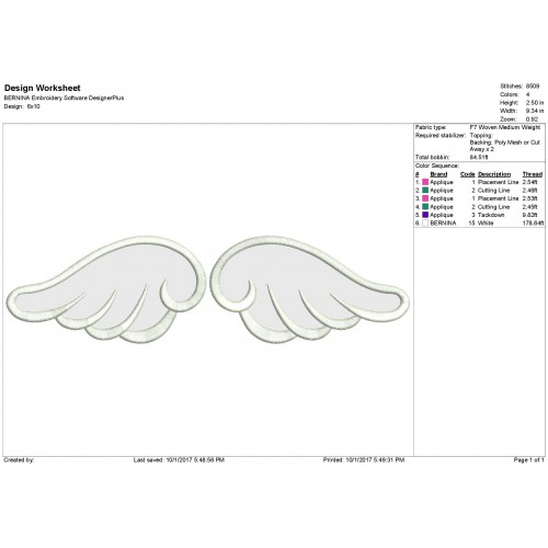 Angel Wings Applique Design