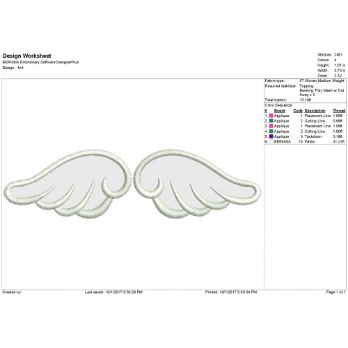 Angel Wings Applique Design