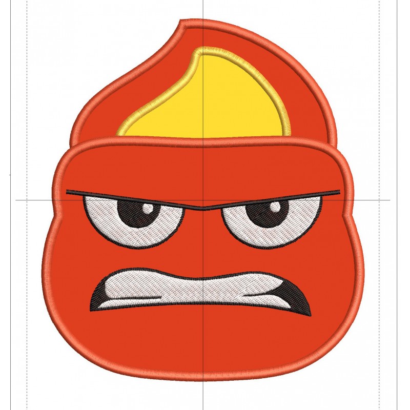 Anger Head Inside Out Applique Design Embr