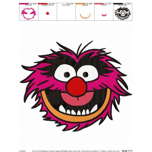 Animal Muppets Embroidery Design