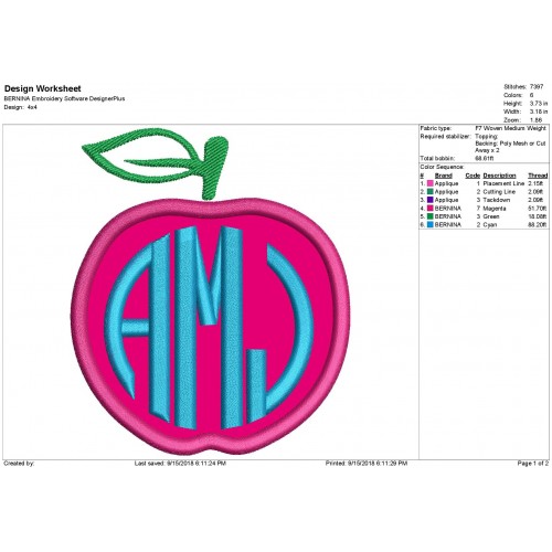 Apple Monogram Applique Design