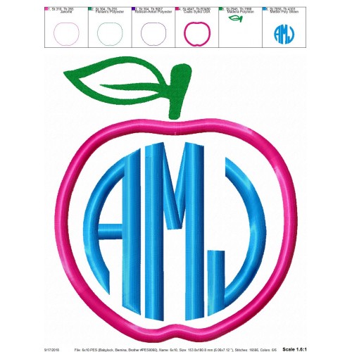Apple Monogram Applique Design