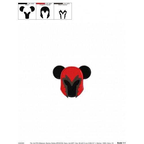 Avenger Mickey Ears Embroidery Design Embr