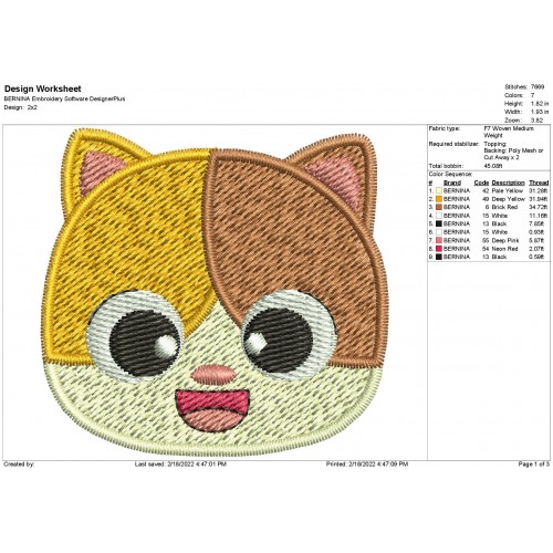 BabyBus Mimi Embroidery Design