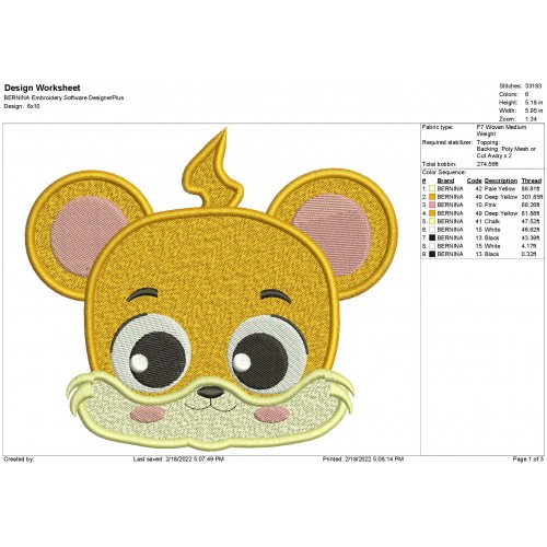 BabyBus Whiskers Embroidery Design