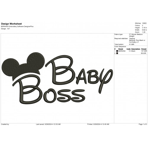 Baby Boss Boy Embroidery Design