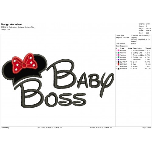 Baby Boss Girl Applique Design