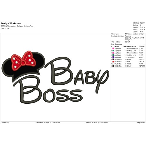 Baby Boss Girl Applique Design