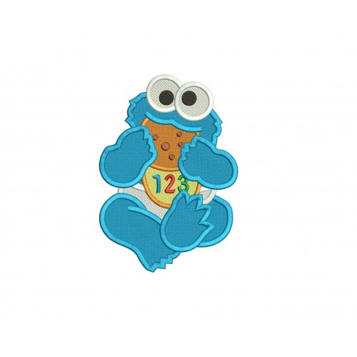 Baby Cookie Monster Sesame Filled Stitch Embroidery Design