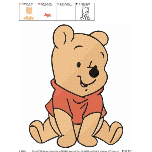 Baby Pooh Embroidery Design